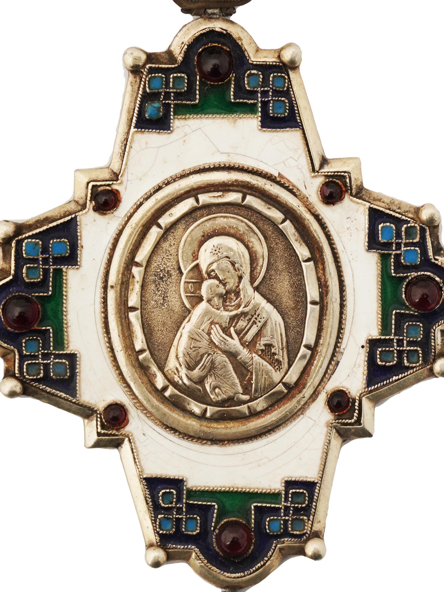 RUSSIAN SILVER GILT ENAMEL ORTHODOX ICON PENDANT PIC-2